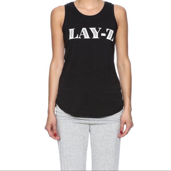 Recycled Karma LAY-Z Sleeveless Black Graphic Tank - Picture 2 of 11